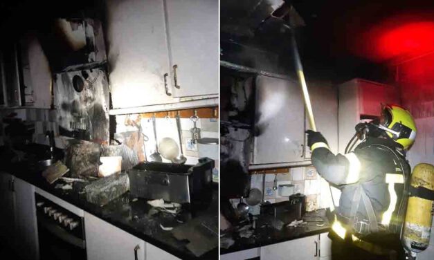 Bomberos extinguen un incendio en una vivienda en la barriada de Sudamérica