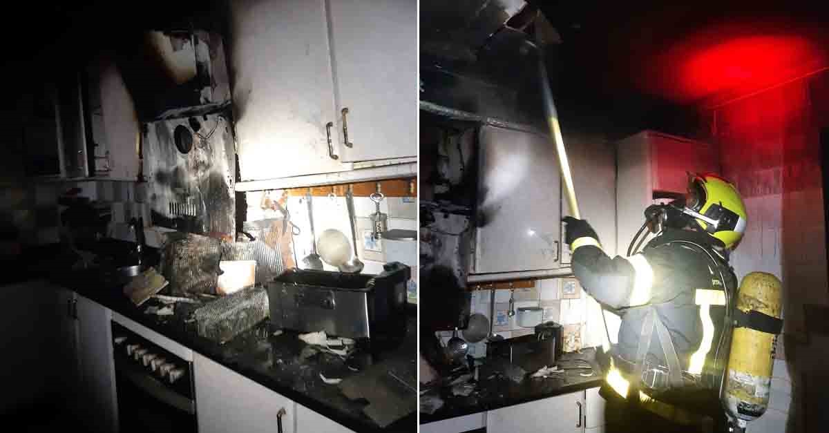 Bomberos extinguen un incendio en una vivienda en la barriada de Sudamérica