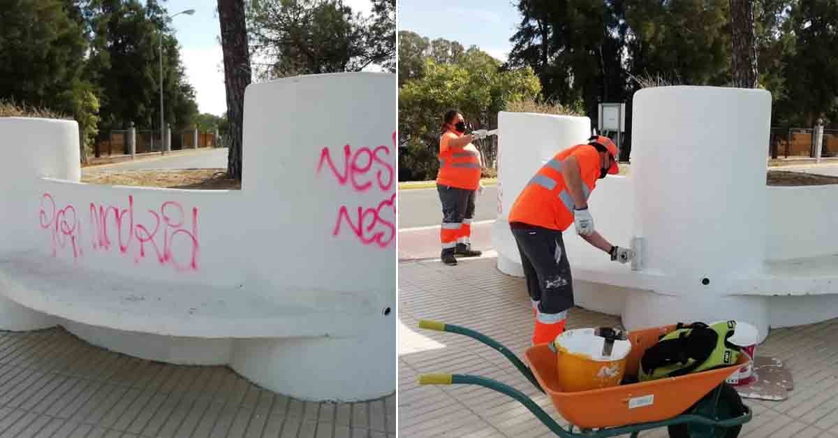 Medio Ambiente pinta y adecenta las zonas de descanso y parterres de La Puntilla