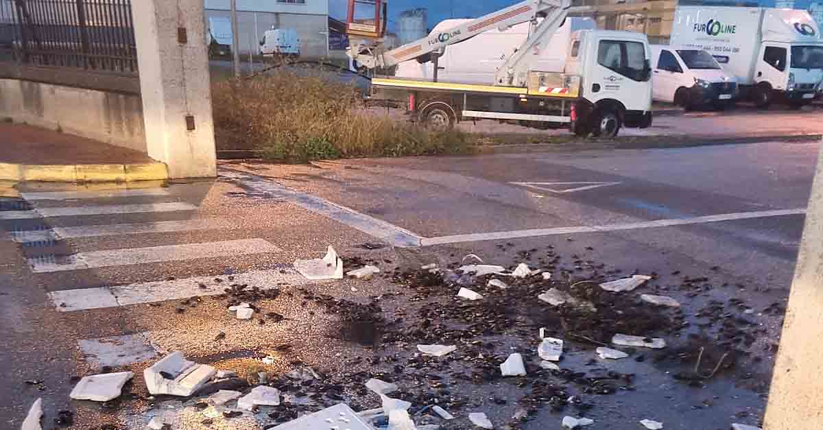 Piquetes paran a un conductor de la lonja de El Puerto y tiran todo su pescado y marisco