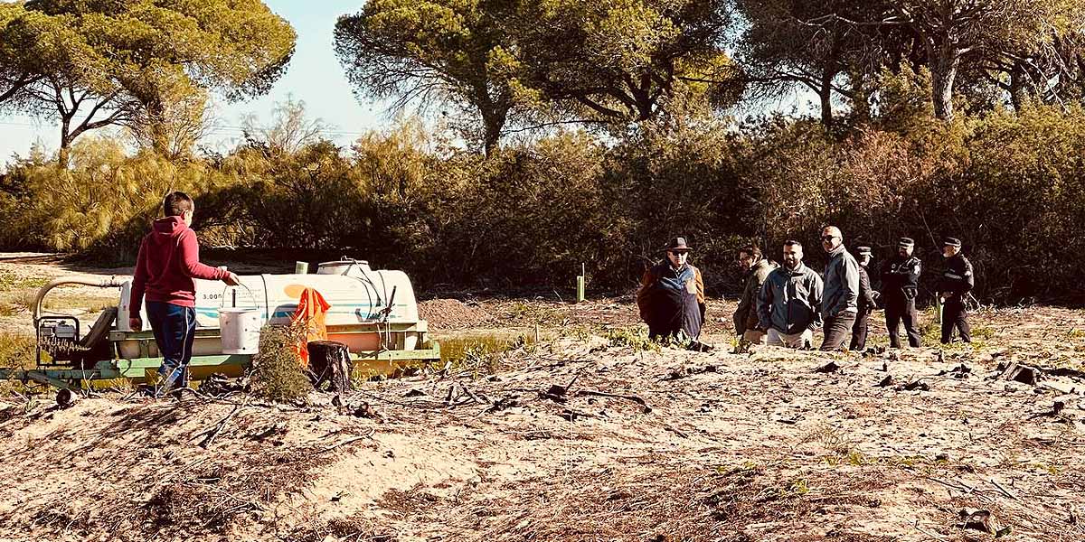 Beardo acompaña a escolares portuenses en la reforestación del Coto de la Isleta