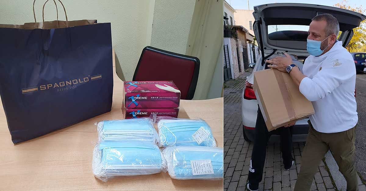 Spagnolo hace una nueva donación de mascarillas y guantes a la Policía Local