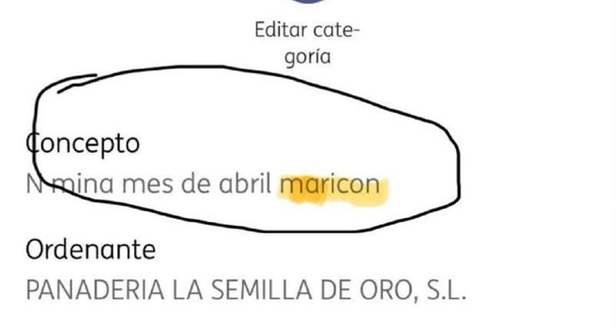 Una empresa malagueña paga el sueldo a un empleado con el concepto "nómina abril maricón"